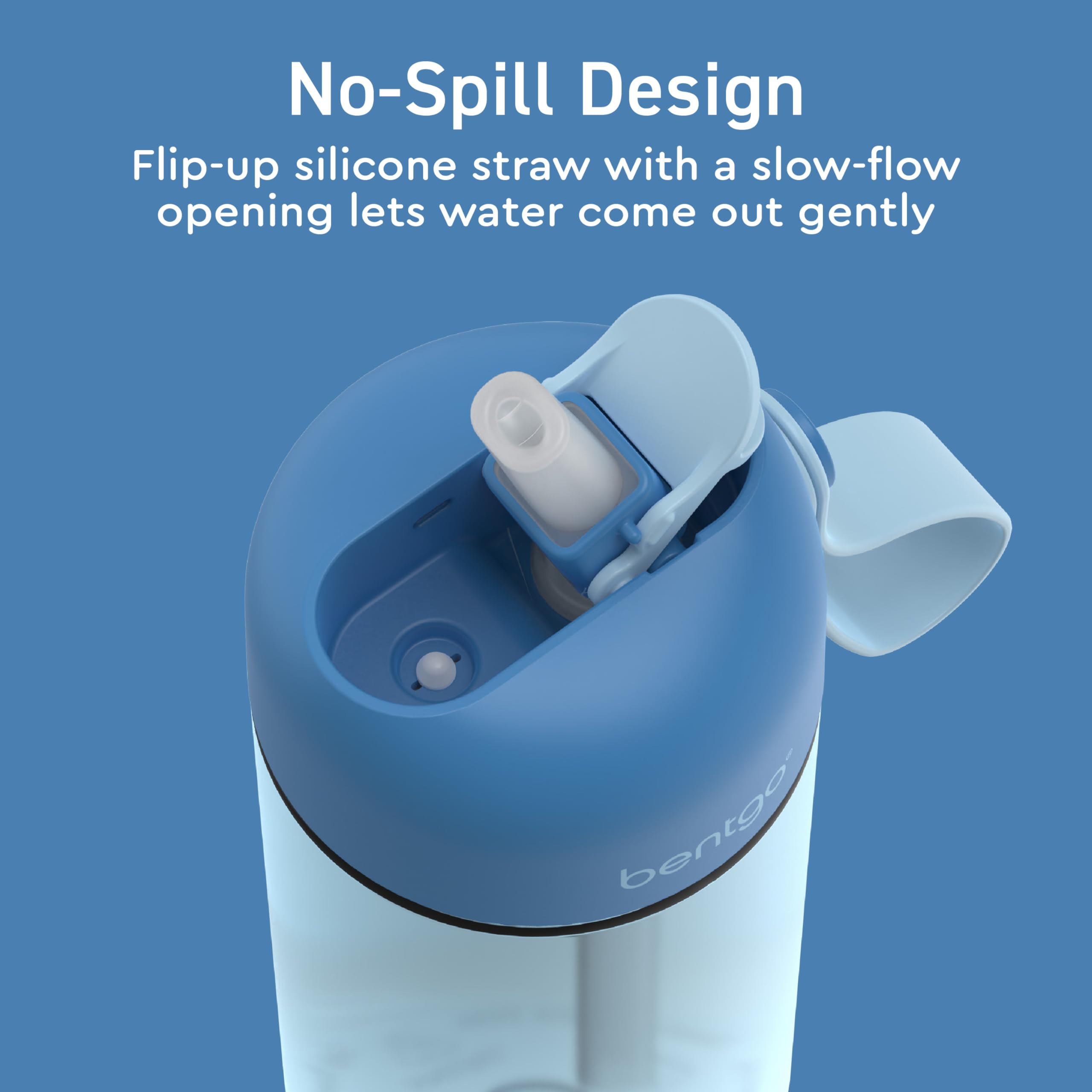 Bentgo Kids Water Bottle - New & Improved 2023 Leak-Proof  BPA-Free 15 oz. Cup for Toddlers & Children - Flip-Up Safe-Sip Straw for School  Sports  Daycare  Camp & More (Blue)